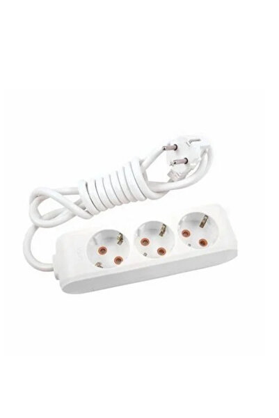 VİKO 3 Lü Topraklı Uzatma Kablosu Grup Priz 3 Metre Anahtarlı Beyaz Renk