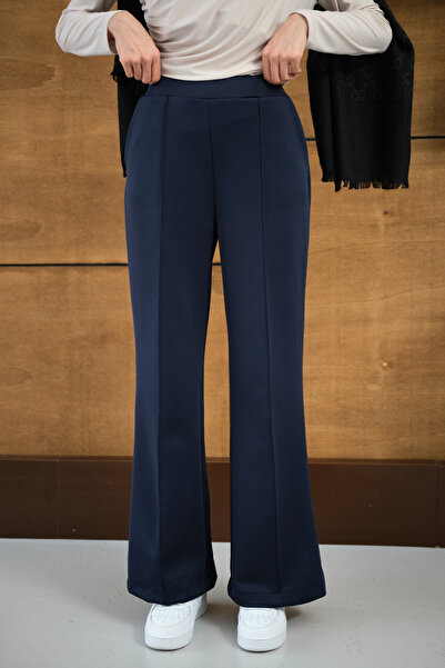 LOCCO Pantaloni de scuba cu bordură, albastru marin