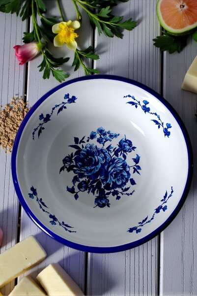 İnci Emaye 24 Cm Emaye Kase Tabak, Çukur Tabak, Salata Tabak, Cips Tabak