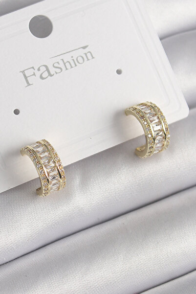 Skygo Brass Gold Color Zircon Stone Hoop Model Women's Earrings - Tj-Bkp9987
