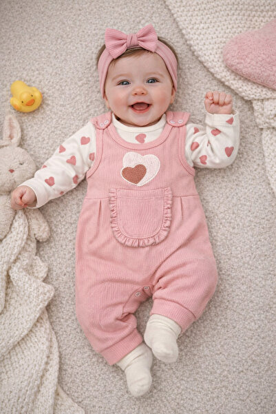 bebekyol Kalpli 2’li Kız Bebe Takım (bandanasız)