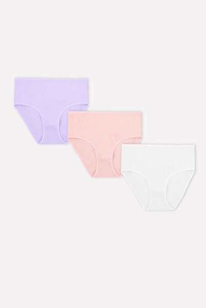 NBB Ekru Lila Pembe 3lü Yüksek Bel Külot