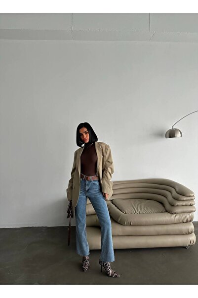 MADAME MELEK Pantaloni de blugi palazzo cu tăietură la picioare model ZR Pant...