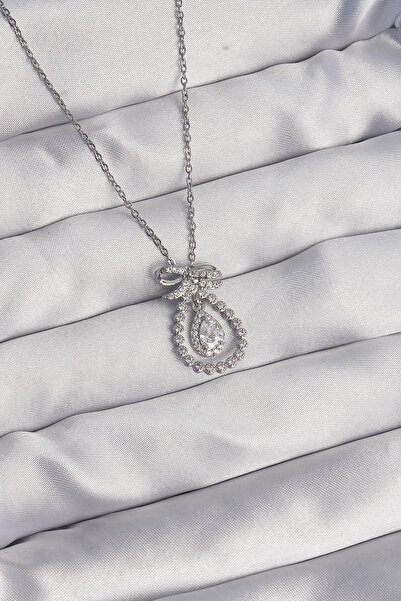 Skygo 316L الصلب الفضة اللون القوس مفصل الزركون حجر قطرة نموذج قلادة - TJ-BKO...