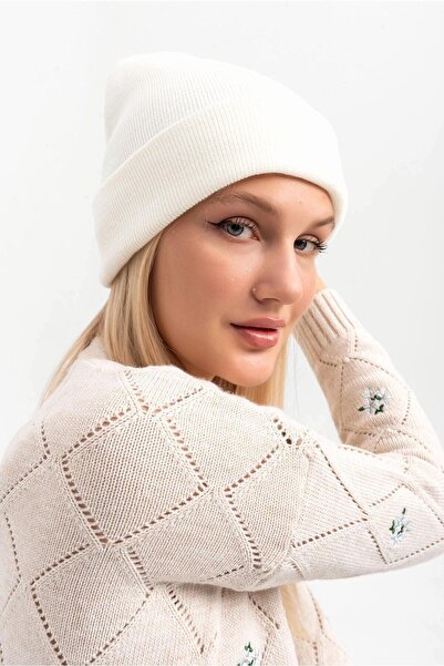 Saria Moda Ekru Triko Basic Unisex Bere