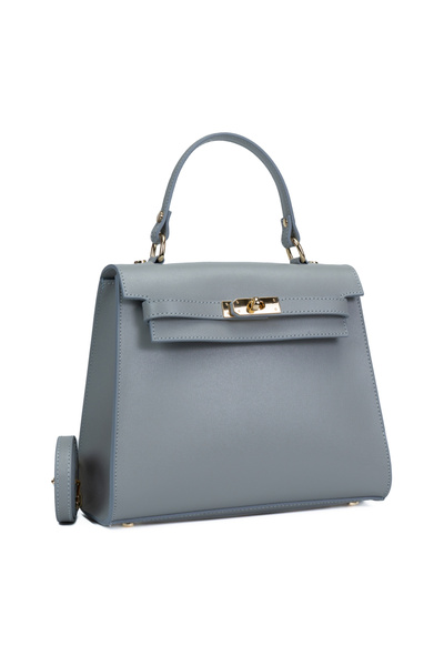 Posete Fagaras Teresa Leather Purse - Gray, Casual Bag Made of Genuine Leathe...