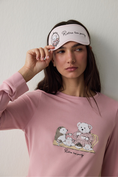 Penti Lila Tea Party Sloganlı Uyku Gözlüğü