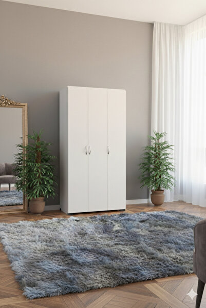 KZY Mobilya 3 Kapılı Gardırop - Beyaz