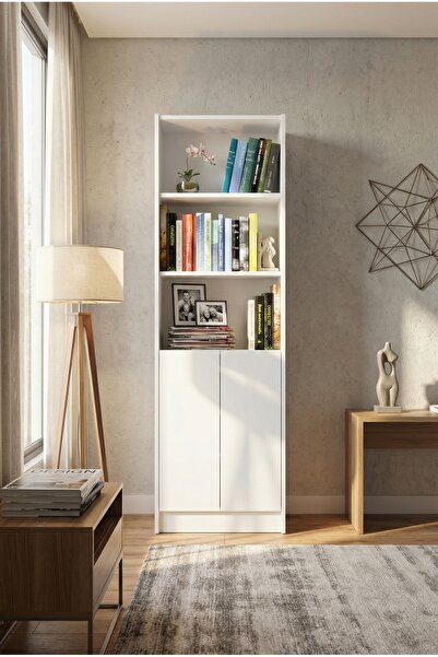 YETİ MOBİLYA Flat56 Kitaplık 2 Kapaklı Kütüphane Beyaz
