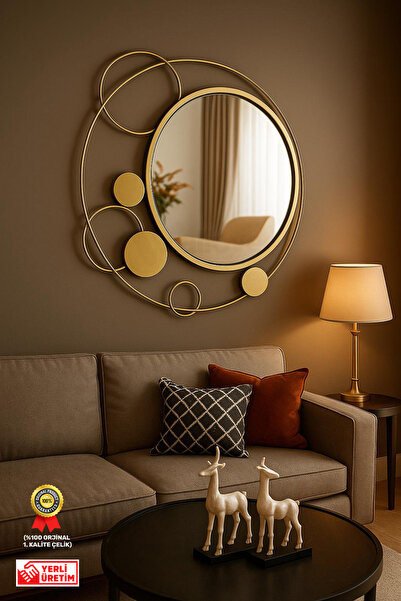 Wallover Design Glow Gold Luxe Design – Özel Tasarım Modern Dekoratif Ayna, 9...