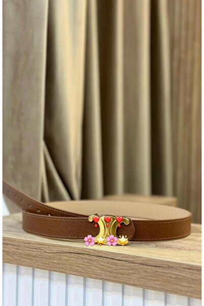 ERDESIGNN حزام نسائي بلون أسمر مع تفاصيل ذهبية، حزام أتيك، حزام فستان، حزام ج...