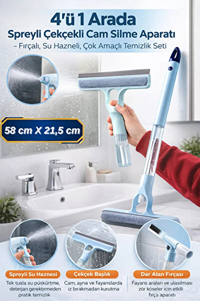 Yıldızhane Spreyli Cam Temizleyici Çekçek ve Fırça Aparatı Su Hazneli Pratik ...