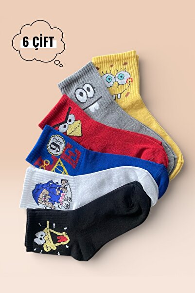 Esinti 6 Pairs Cotton Colorful College Socks Set – Men's and Women's Socks