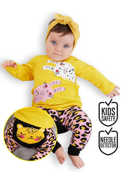 Denokids Leopard Baby Girl T-shirt Tights-Pants Set
