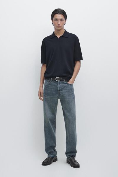 Massimo Dutti Pamuk karışımlı triko polo yaka kazak