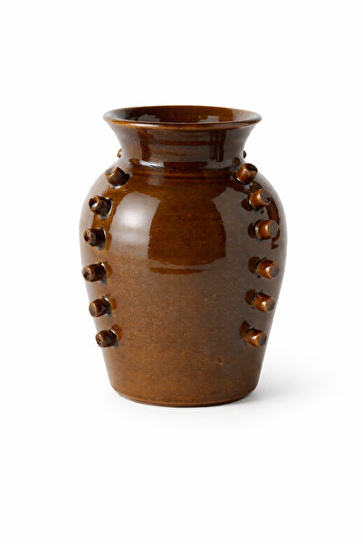 Warm Design Çivi Desenli Terracotta Vazo