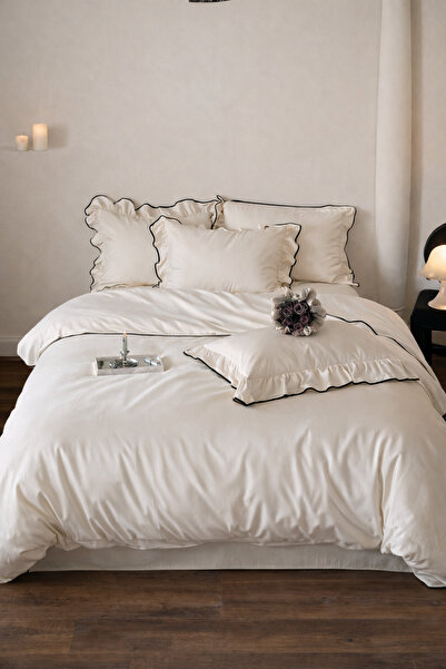 GÖRMEZ TEKSTİL طقم غطاء لحاف مزدوج من القطن بنسبة 100% مع زخارف ناعمة مطرزة /...