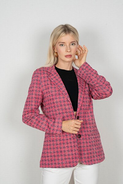 AD Fashion Purple Large Houndstooth Jacket
