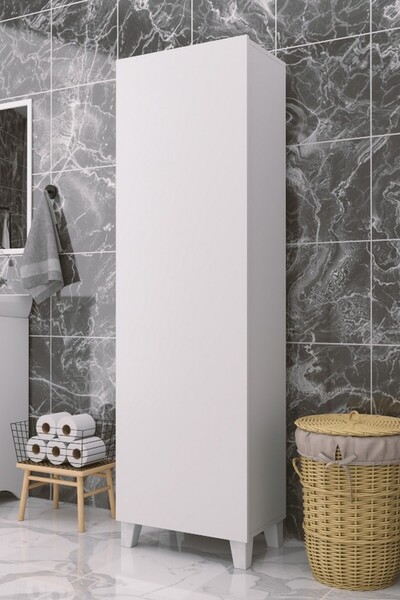 PROMODÜL Çok Amaçlı Kapaklı Banyo Dolabı - Yüksek Raflı, Dar Alanlara Uyumlu ...