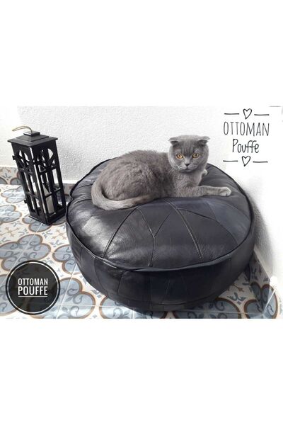 Ottoman Pouffe El Yapımı Hakiki Kuzu Derisi Orijinal Bohem Ottoman Puf Minder...