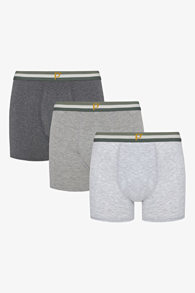 Penti Erkek Pamuklu Basic Gray Çok Renkli 3lü Boxer Külot