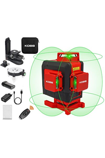 KOBB KBL35G Profesyonel Li-ion Şarjlı 4X360⁰ Otomatik Hizalamalı Yeşil Çapraz...