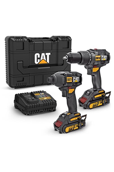Cat DX12K 18Volt/2.0Ah Li-ion Çift Akülü Kömürsüz Profesyonel Darbeli Matkap+...