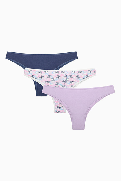 Penti Pretty Bows Pachet de 3 chiloți brazilian multicolori