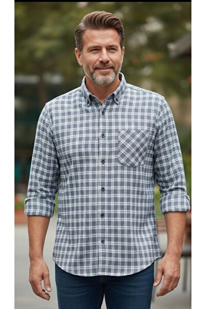 ADVANTE Класична зимова чоловіча сорочка з довгими рукавами та кишенями