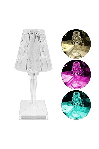 Powermaster HA-1638 Dekoratif RGB LED'li Ambiyans Masa Gece Lambası Şarjlı Do...