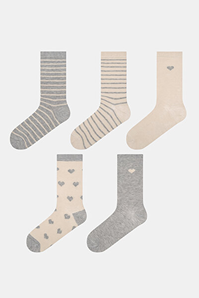 Penti Pachet de 5 șosete cu dungi albe și negre