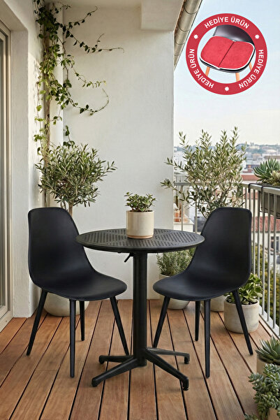 VİLİNZE Tilia Plastik Bahçe Balkon Bistro Seti Katlanır Masa 60*60 cm