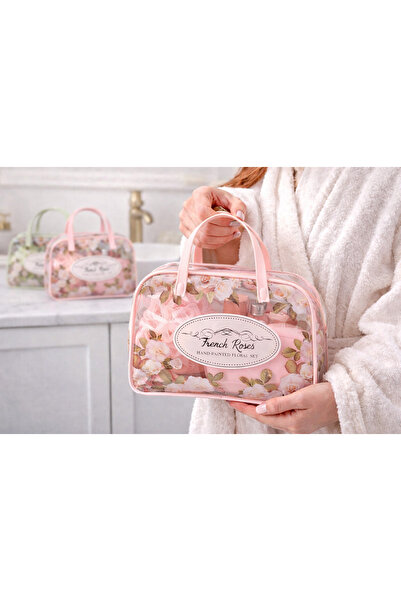 ARVALE مجموعة حمام ومكياج الورد الفرنسي |   منشفة استحمام للسفر، صابون، مشط، ...