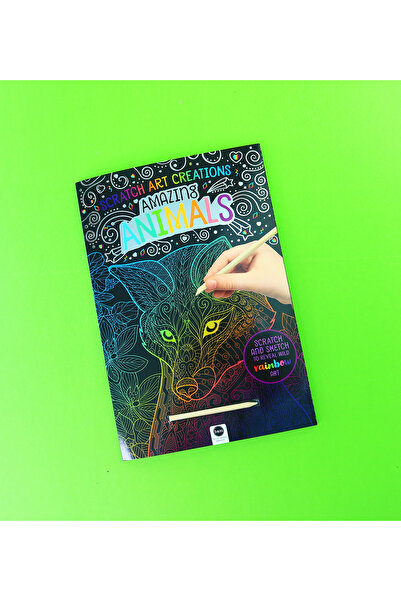 Gift Moda Scratch Art Creations Amazing Animals – Scratch Painting and Doodli...