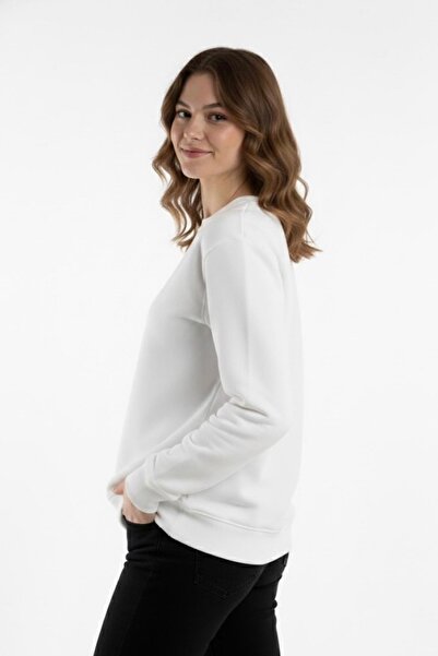 assef Women's Relax Fit Comfortable Cut Cotton Soft Textured Fleece Lined Cre...