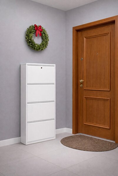 formood Kilitli 4'lü Metal Ayakkabılık - Beyaz - Ral 9016