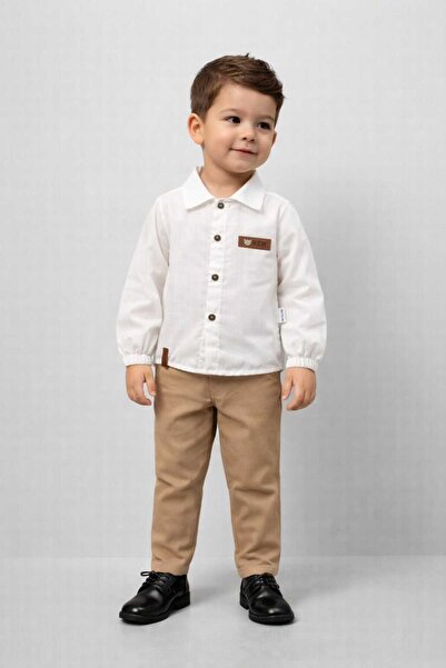 neocotton Детски комплект от 2 части: ленена риза и габардинени панталони