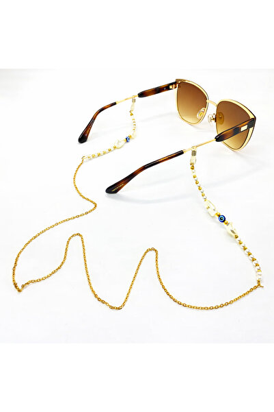 AR Glasses with Chain and Evil Eye Bead Detail