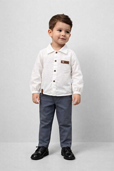 neocotton Детски комплект от 2 части: ленена риза и габардинени панталони