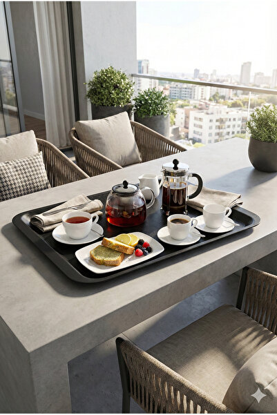 Külsan 3253.KS - Arcoform Laminated 2'li Siyah Kaymaz Dikdörtgen Tepsi Gn.1/1...