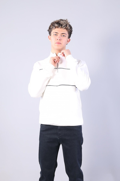 Mckanzie 5720 guler ridicat Hanorac cu jumătate de fermoar și două dungi