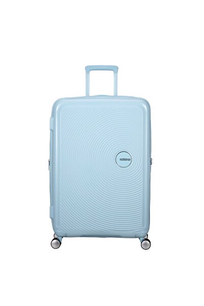 American Tourister Açık Mavi Soundbox - Körüklü 77 cm Büyük Sert Valiz