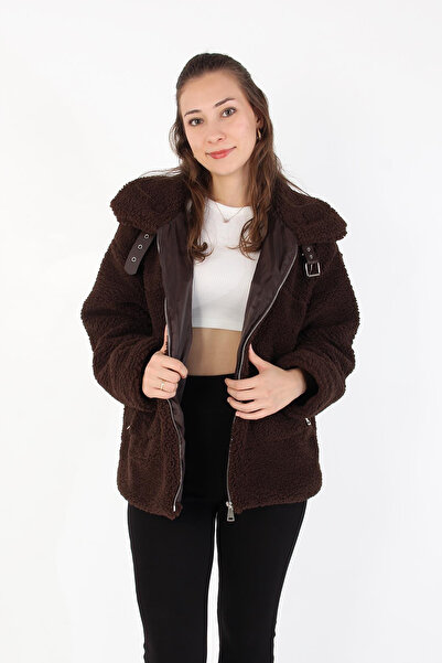 Mckanzie 2635 Palton biker din piele de miel cu detaliu cu cataramă la guler