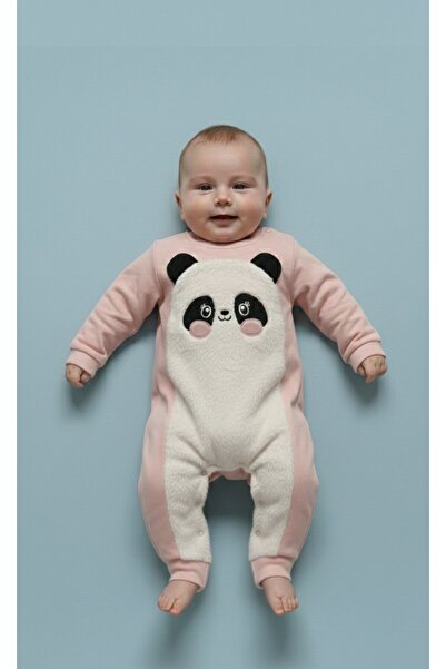 Miniworld Kız Bebek Pembe Nakışlı Patiksiz Tulum | Kız Bebek Tulumu