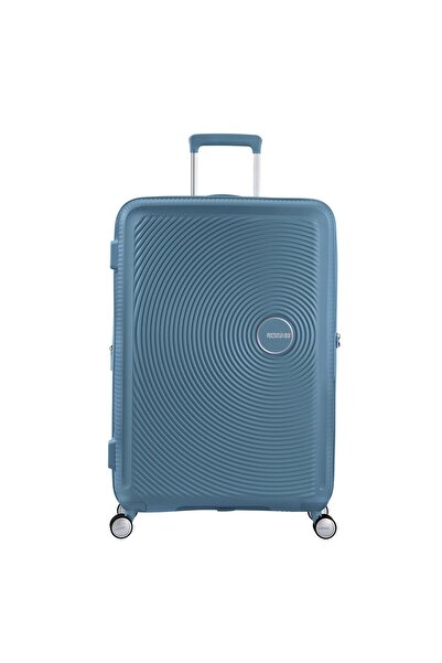 American Tourister Mavi Soundbox - Körüklü 77 cm Büyük Sert Valiz