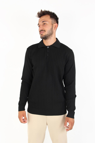 Mckanzie 3002 Pulover cu dungi groase cu guler