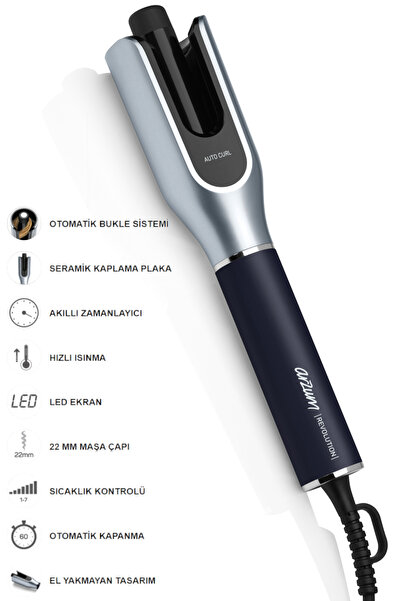 Arzum مكواة تجعيد الشعر الأوتوماتيكية AR5156 Revolution - رمادي بلاتيني (360)...