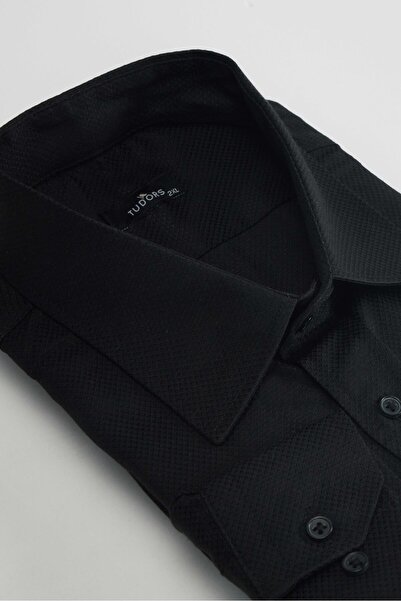Tudors Cămașă pentru bărbați de mărime Plus - călcat ușor, cravată, dobby, bu...
