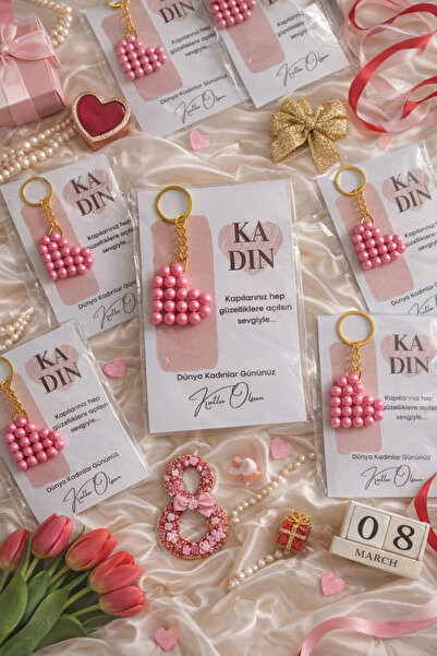 MyGift 8 mart kadınlar günü hediyesi kalpli anahtarlık 1 adet