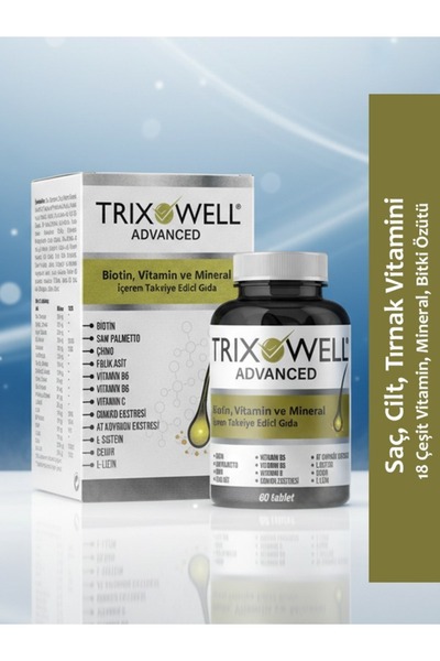 Trixowell Advanced Biotin Vitamin, Mineral Ve Bitkisel Ekstreler Içeren Saç D...